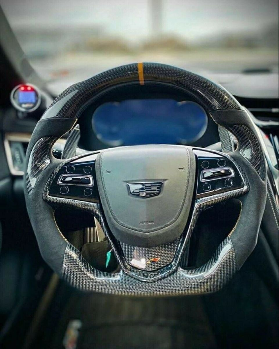 CADILLAC CTS CTSV ATS ATSV BLACK CARBON CENTER STEERING WHEEL EMBLEM